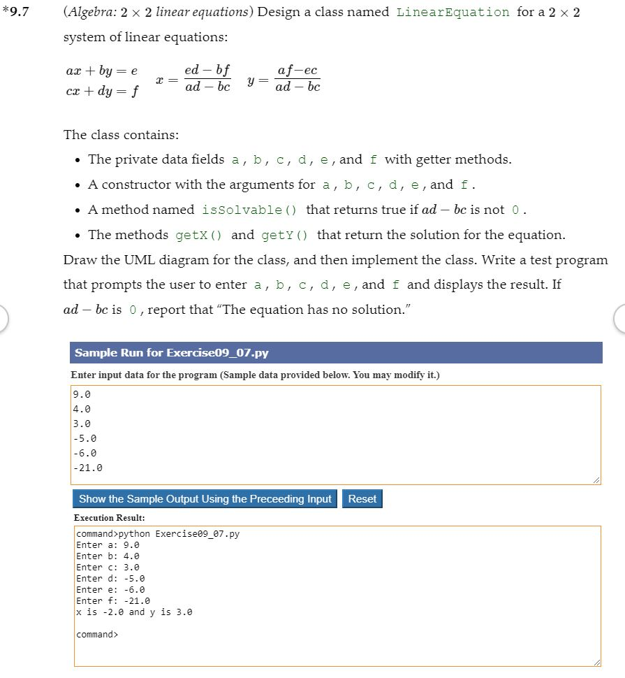  Needs to be done in Python please *9.7 (Algebra: 2 x