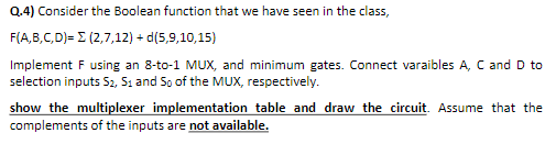  Q.4) Consider the Boolean function that we have seen in the