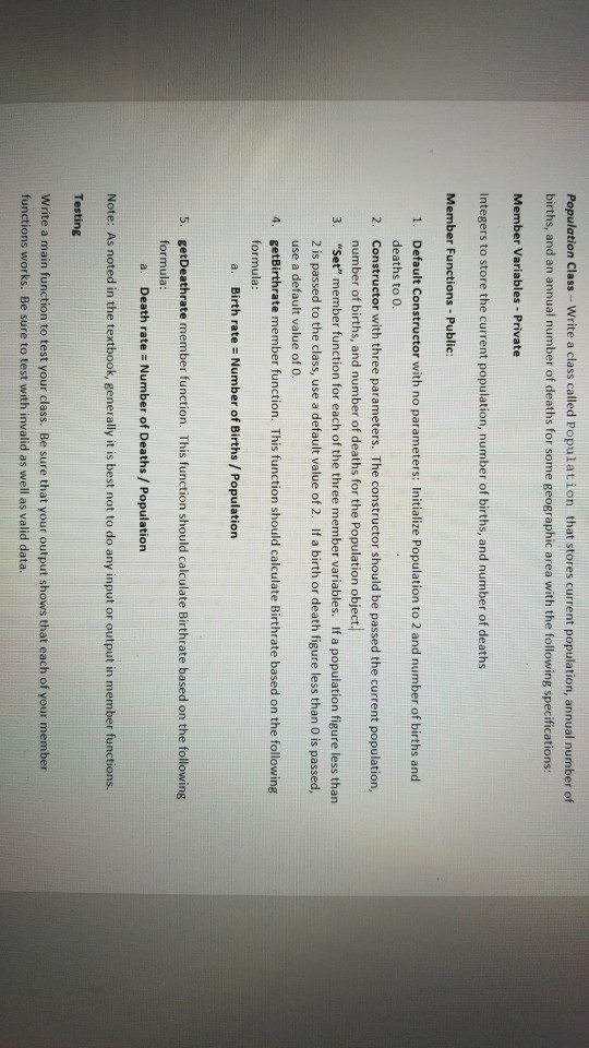  how to get this done! Population Class-Write a class called Population