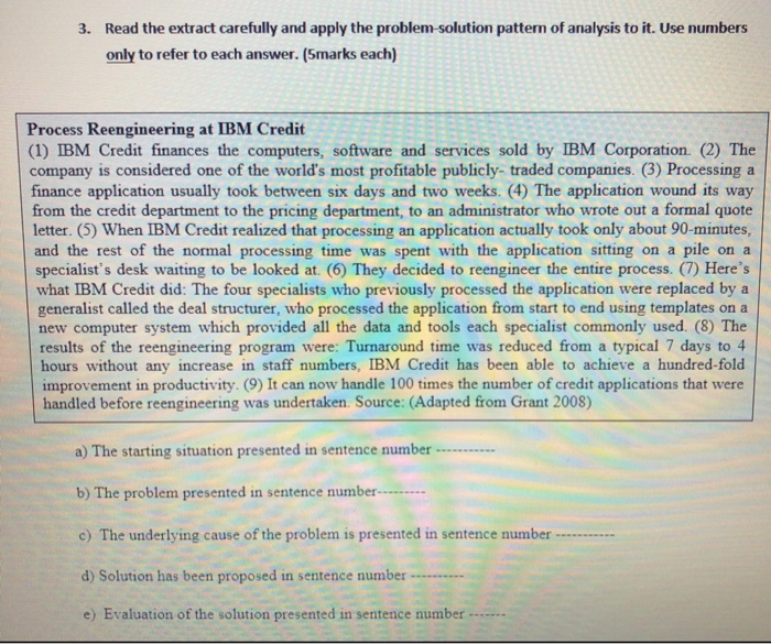  3. Read the extract carefully and apply the problem-solution pattern of