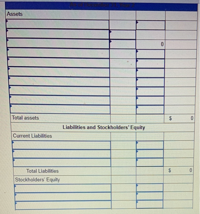 statement and a balance sheet for Sherman Equipment Co. for year 2