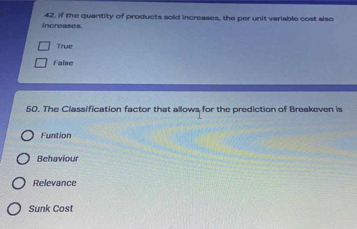 cost- 12,000. What is the breakeven point in units? 2,000 6,000 0