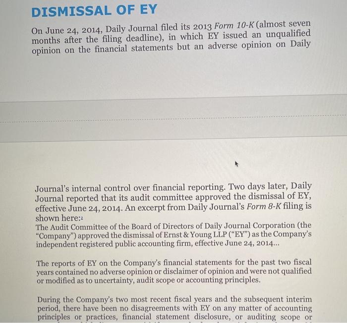 and please include correct citation thank you Auditor Changes at Daily Journal