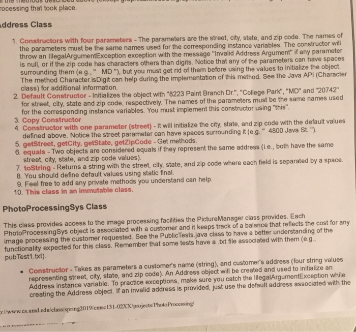  ocessing that took place ddress Class 1. Constructors with four parameters