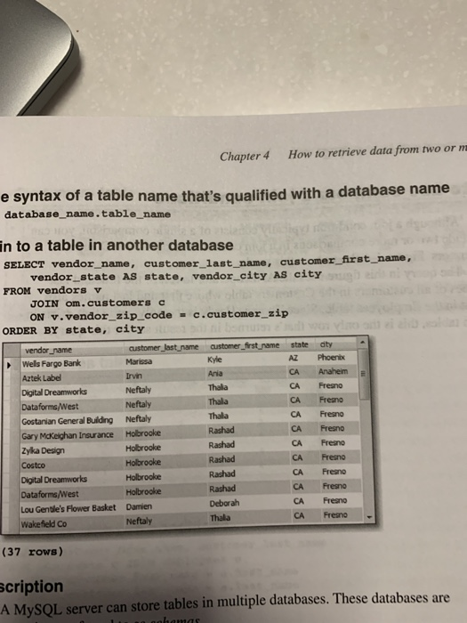 the database give a description of the following SQL keywords are doing