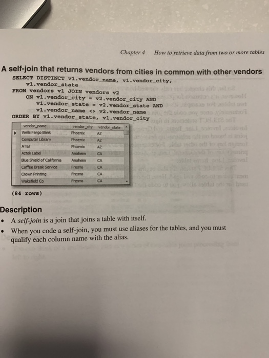 description of how the two tables are being joined togerher. Chapter 4