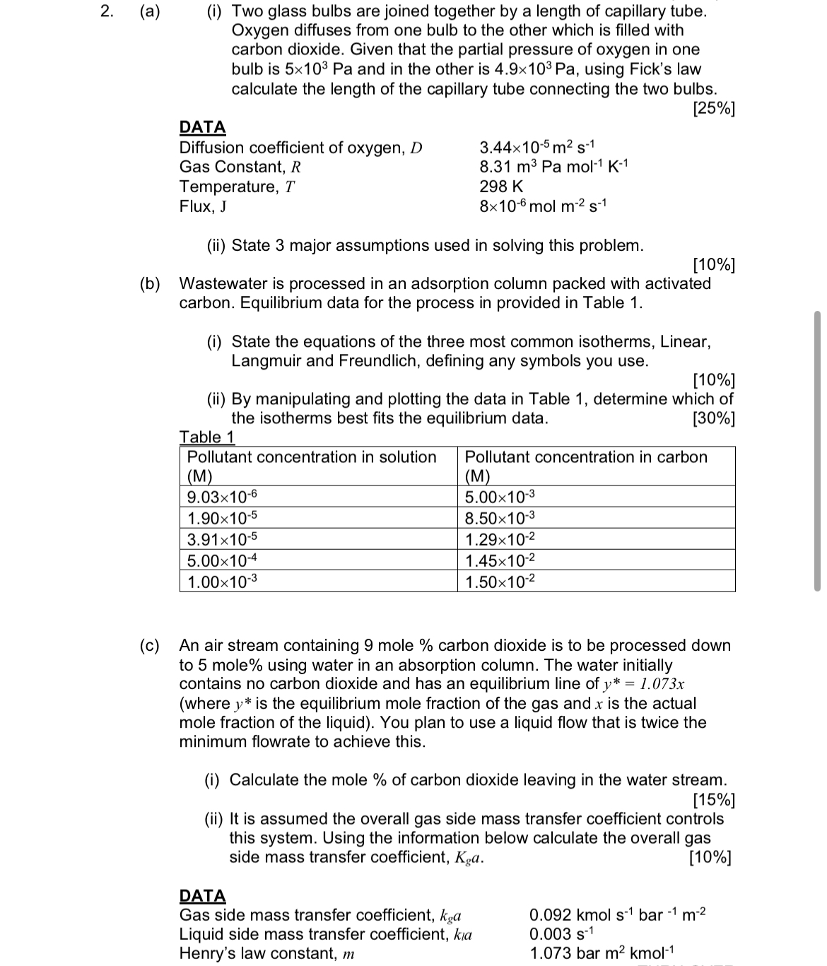  (a) (i) Two glass bulbs are joined together by a length