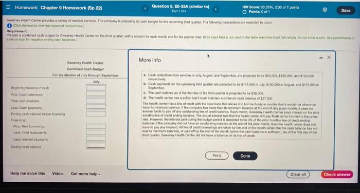  Save = Homework: Chapter 9 Homework (Sp 22) Question 6, E9-32A