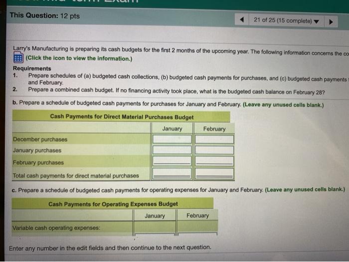in the month after sale. Actual sales in December were $54,000. Schedules