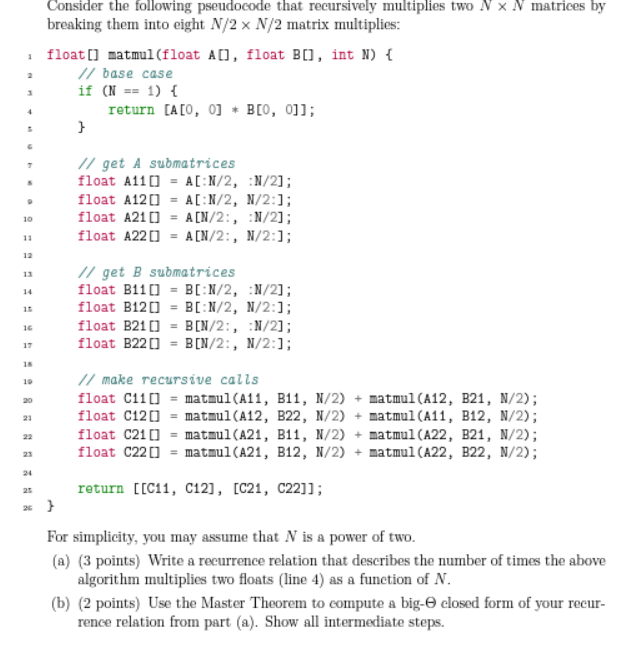  Solve this C language problem (c)(5 points) Suppose the recursive calls