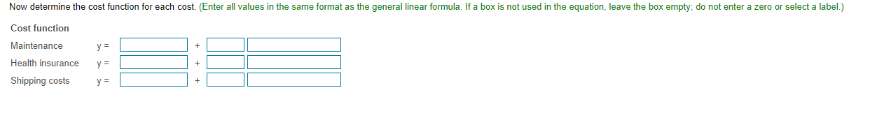 operating cost function for the Silk Corporation. 4. Next month, Silk expects