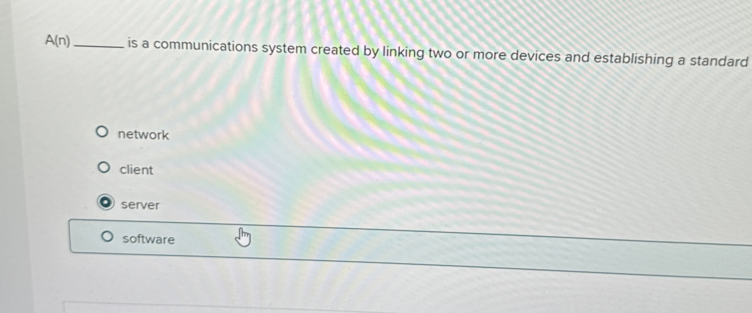  A(n) is a communications system created by linking two or more