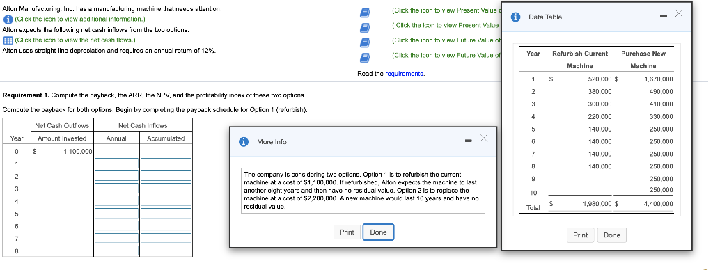 (Click the icon to view Present Value Data Table Alton Manufacturing,