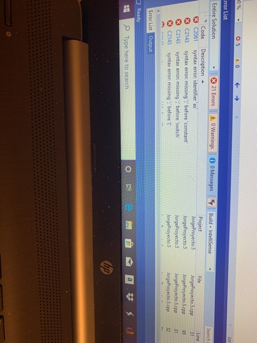 Solution 53.21 Errors Warnings To O Messages Build - IntelliSense Project Jorge