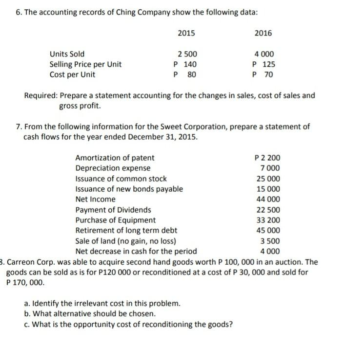 help me solve this. Thank you! 5. The following data were taken
