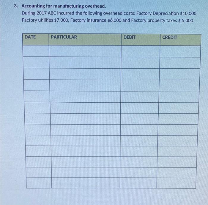 of $17,000 on account. Accounting for labor During 2017, ABC incurred a