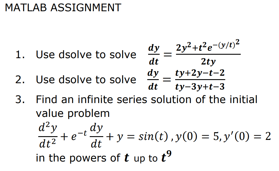  MATLAB ASSIGNMENT - PLEASE PUT YOUR CODE IN MATLAB. PLEASE SHOW