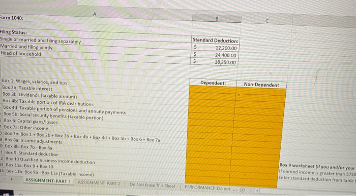 2 23 Filing Status: 24 Single or married and filing separately 25