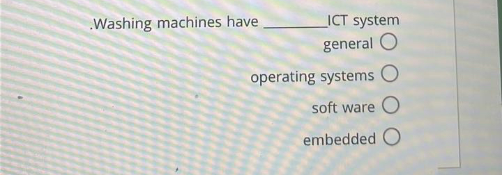  Washing machines have ICT system general operating systems soft ware embedded