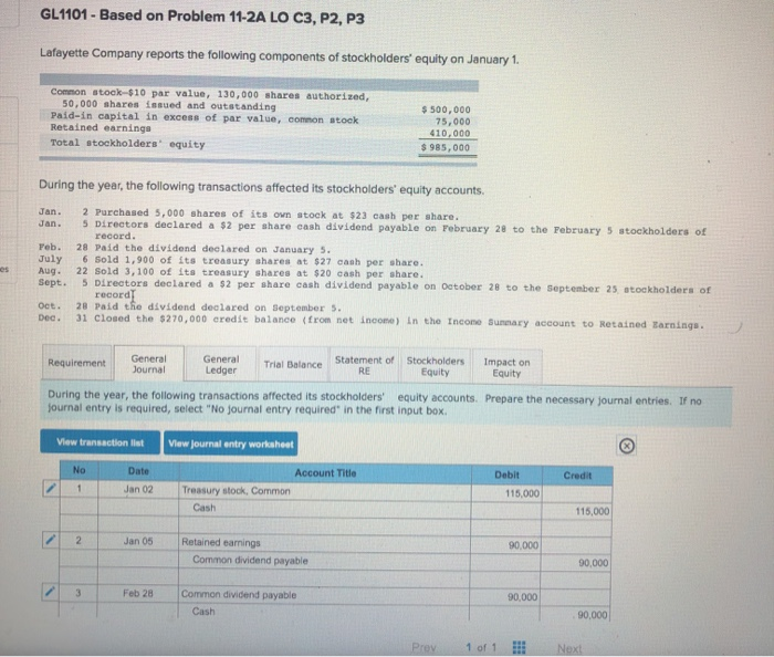  GL1101 - Based on Problem 11-2A LO C3, P2, P3 Lafayette