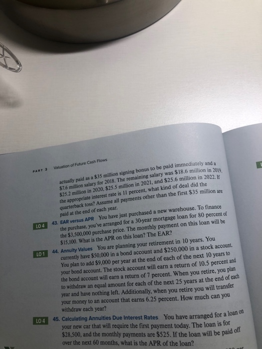 rate when finshed. LO 4 L01 35. Comparing Cash Flow Streams You've