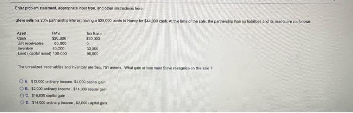  Enter problem statement, appropriate input type, and other instructions hero Steve