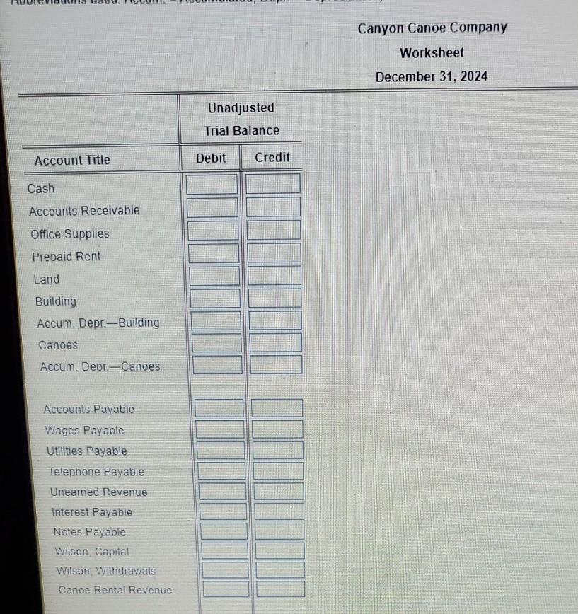 balance December 31 as follows: (Click the icon to view the unadjusted