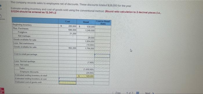 the retail inventory method Accounting records provided the following Information for the