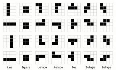 the following 7 shapes such that each shape knows how to rotate