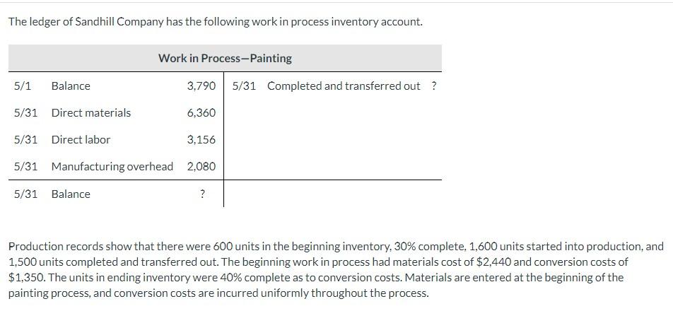  a How many unites are in process at May 31 b