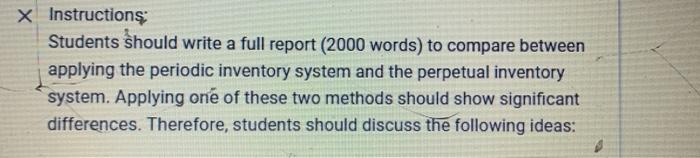  X Instructions: Students should write a full report (2000 words) to