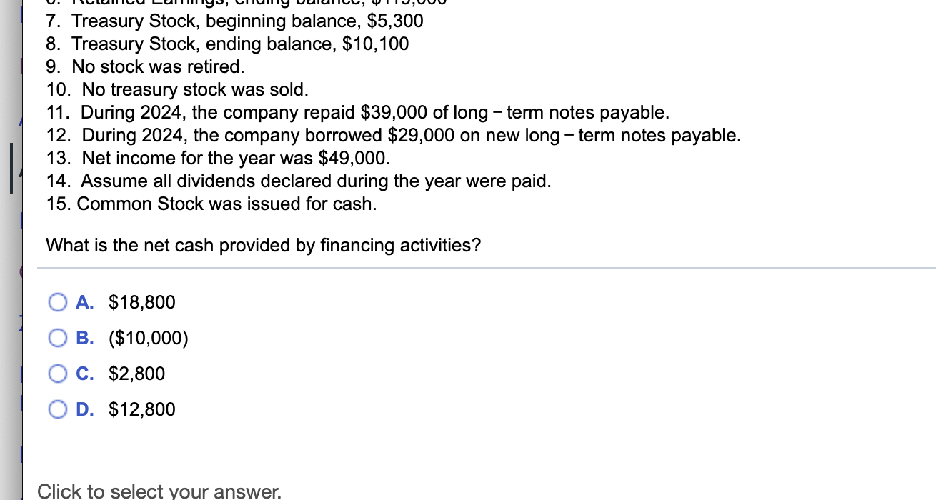cash flows. Refer to the following information for 2024 1. Long -