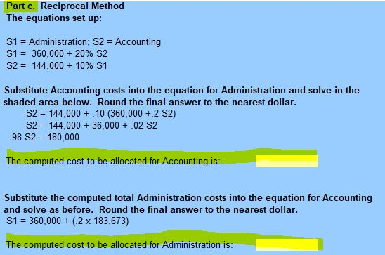 BluStar Company has two service departments, Administration and Accounting, and two operating