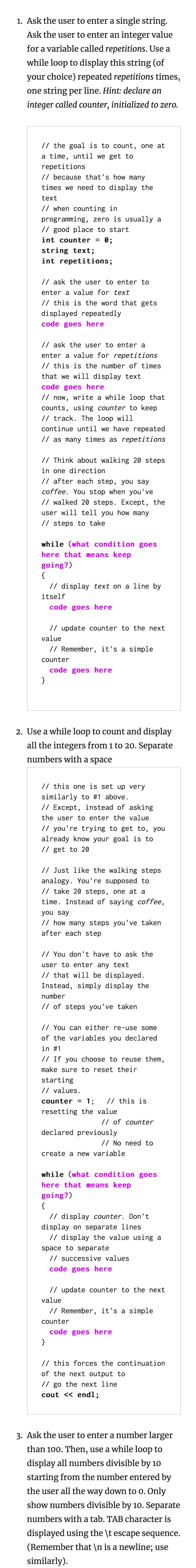  In C++ Write all your code for the following steps in