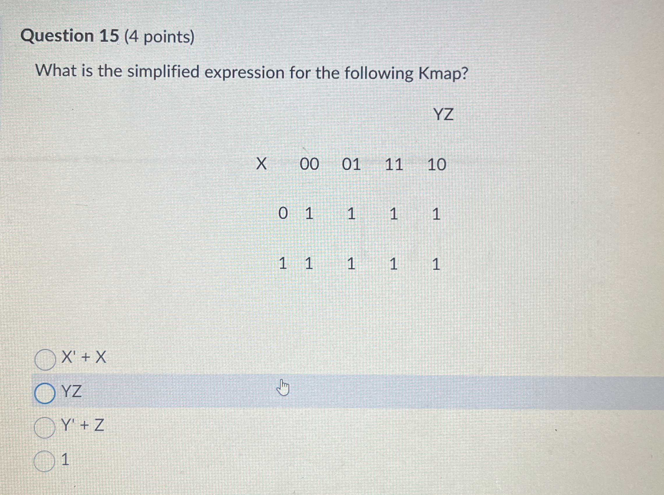  Question 15(4 points) What is the simplified expression for the following
