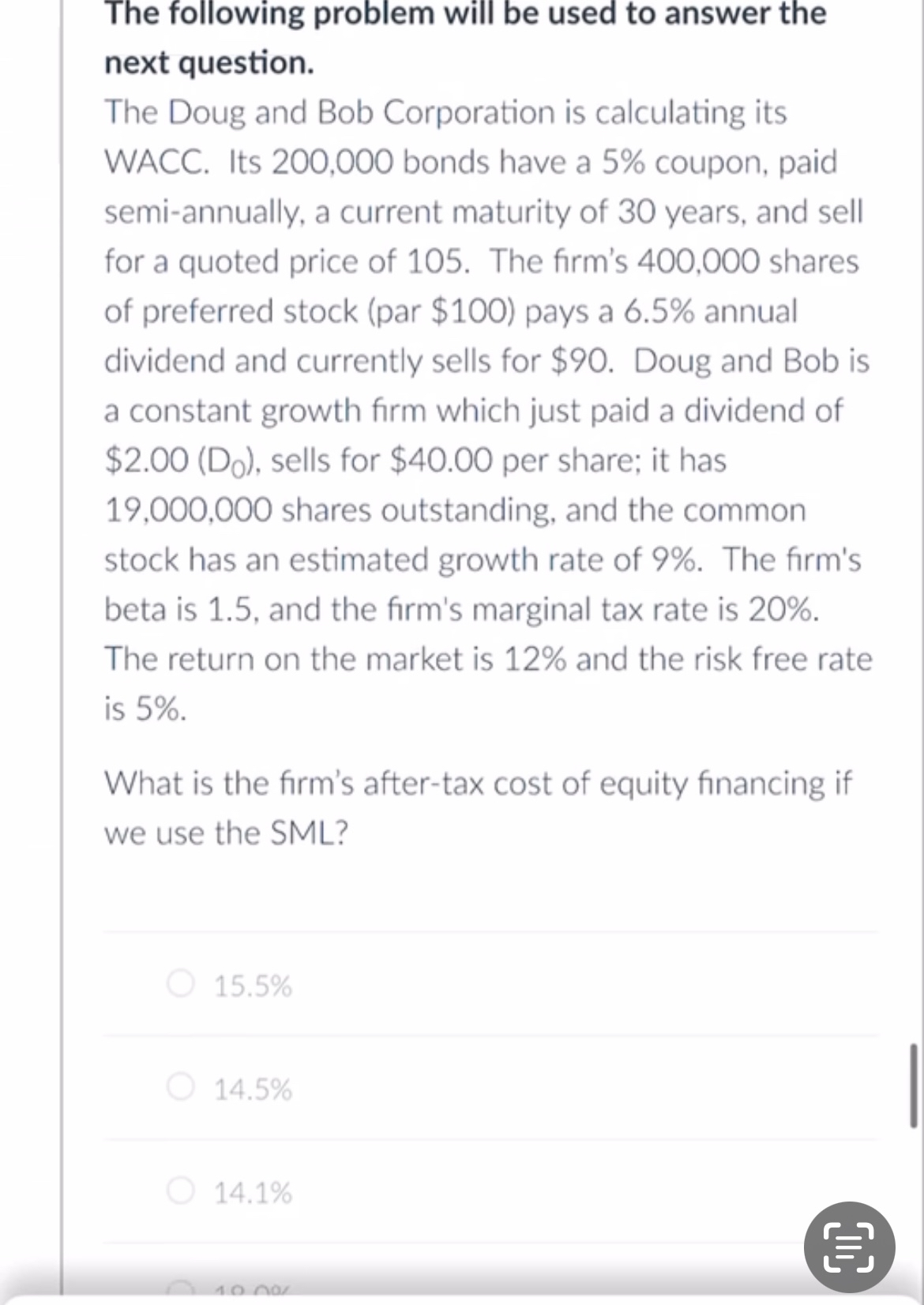  The following problem will be used to answer the next question.