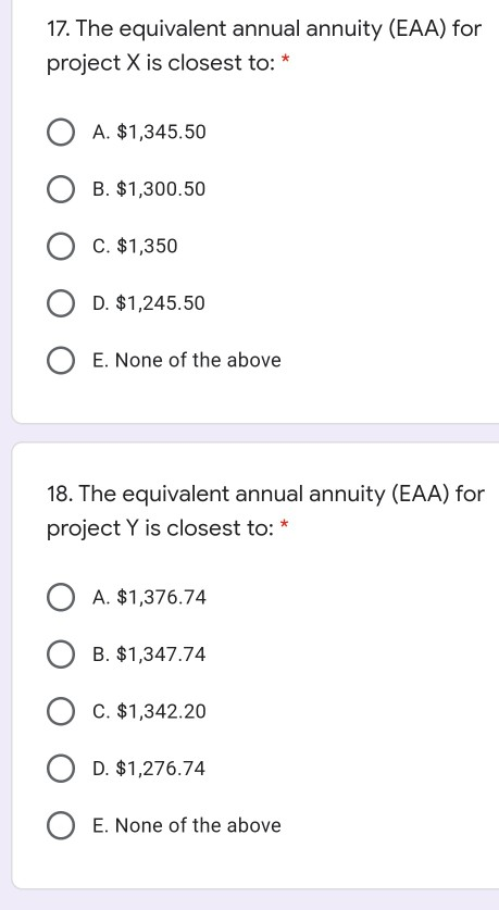 investment of $10,000 at t = 0. Project X has an expected