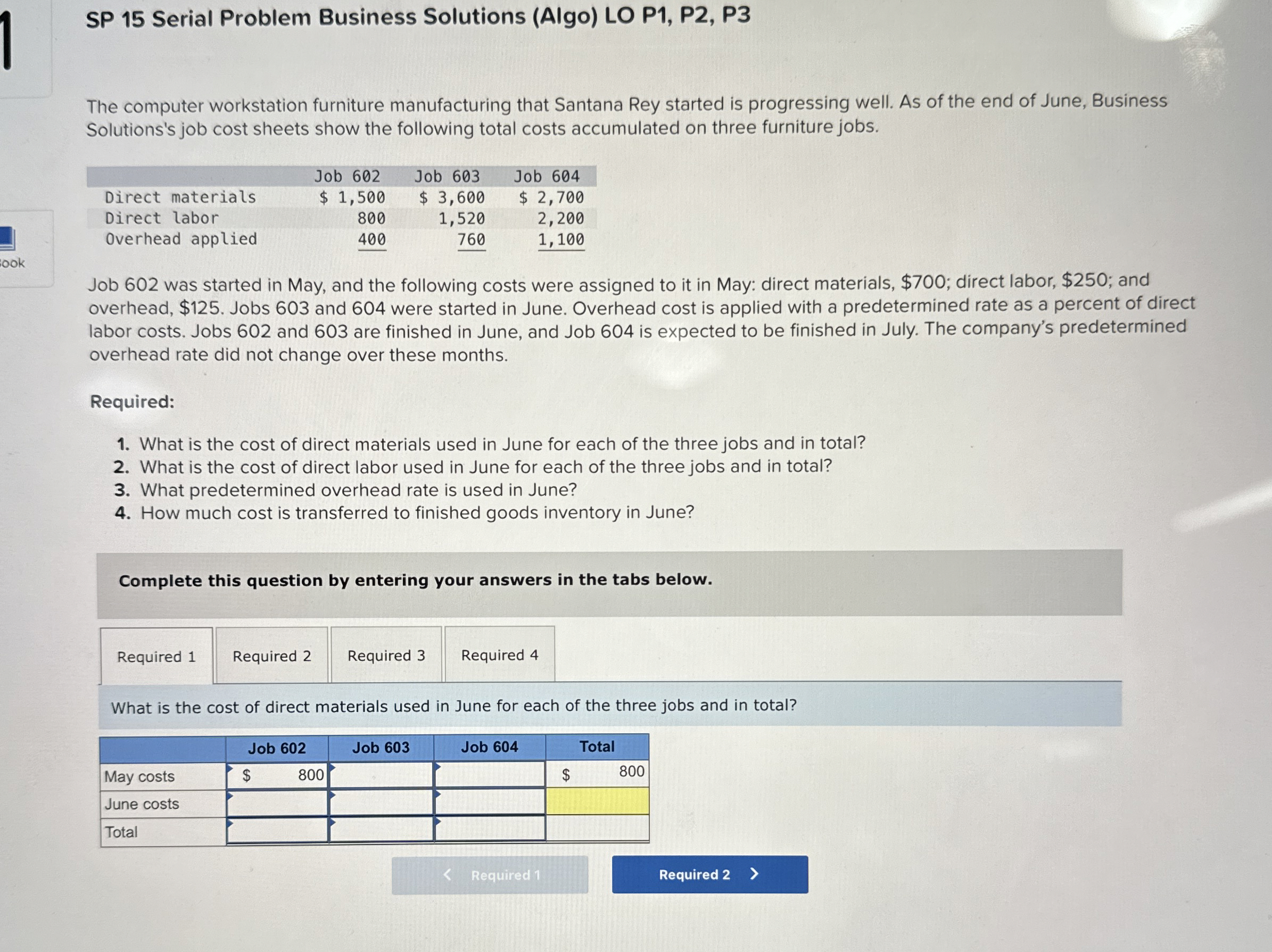  SP 15 Serial Problem Business Solutions (Algo) LO P1, P2, P3