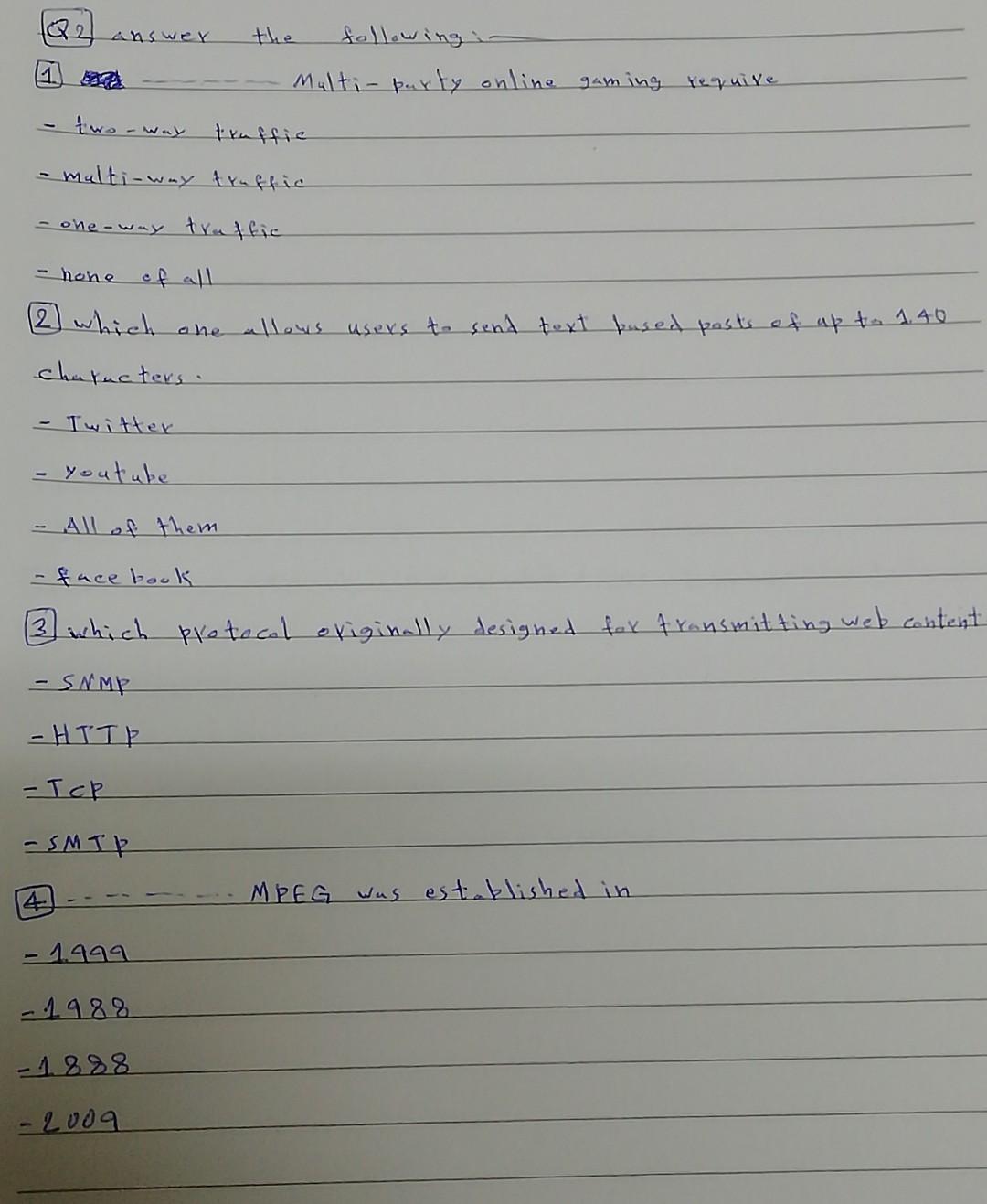  Multiple choice only the answer without explanation answer correctly from 1