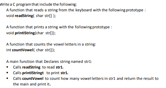  Write a C program that include the following: A function that