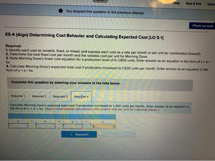 relevant range is 0-1,800 units, and monthly production costs for the production