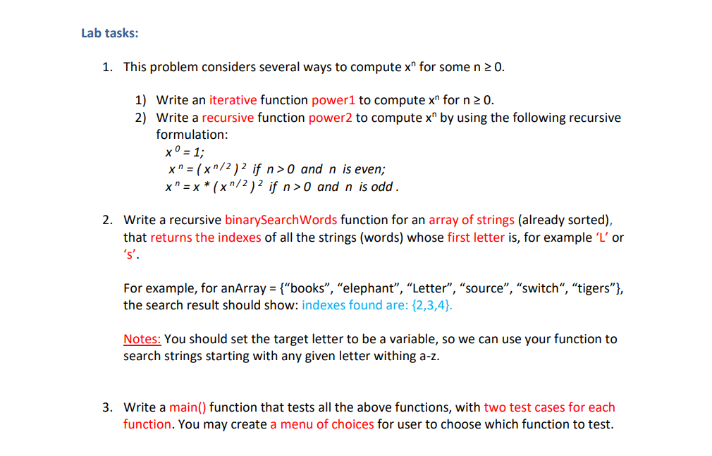  1. This problem considers several ways to compute xn for some