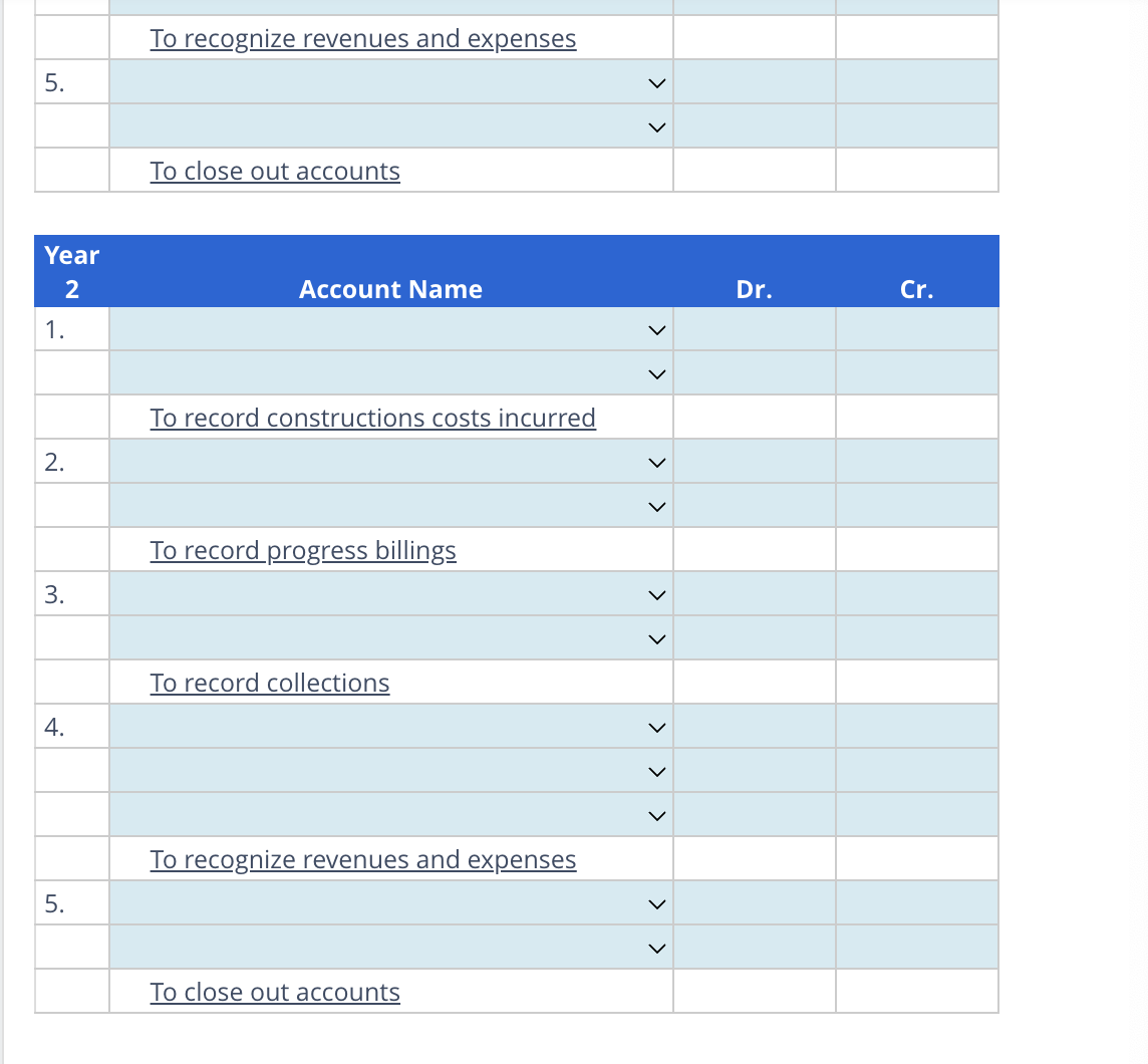 completion of its performance obligations. Data relating to the contract follow. Required
