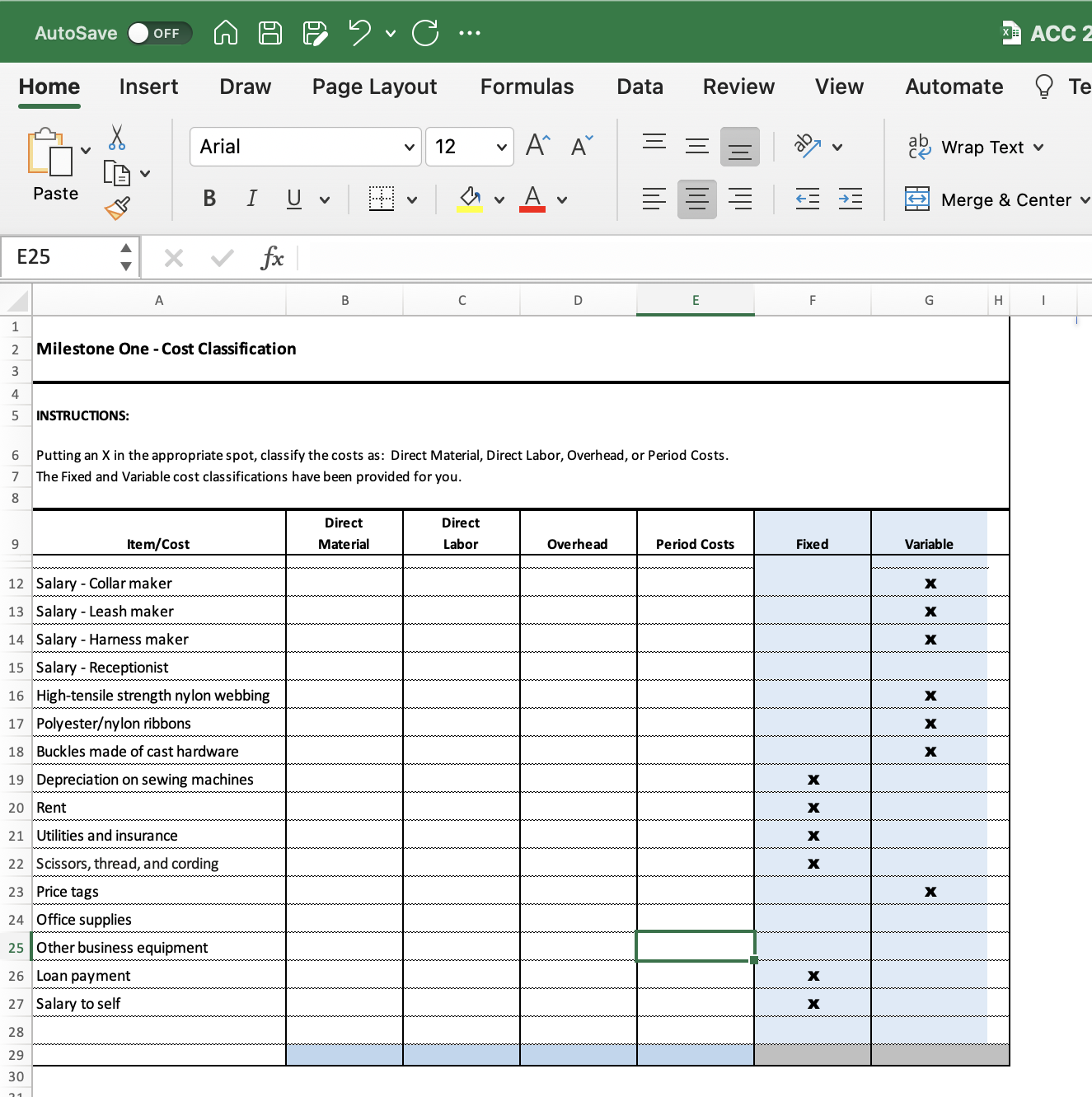 ACC 202 Milestone One: Operational Costs Data Appendix You plan to open