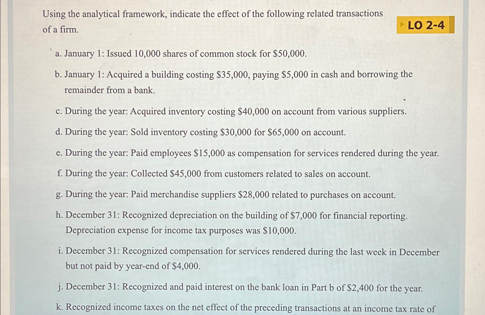  Using the analytical framework, indicate the effect of the following related