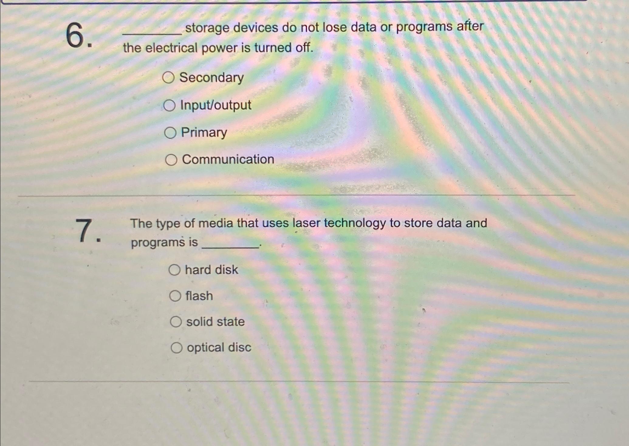  storage devices do not lose data or programs after the electrical