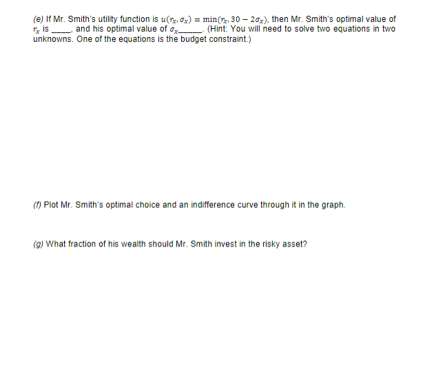 standard deviation of 10%, and a safe asset that has an expected