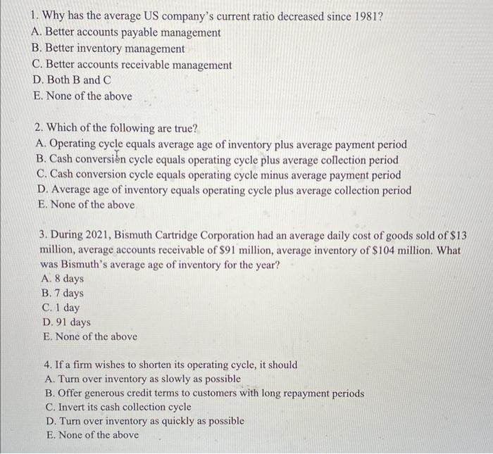 please answer these for me 1. Why has the average US company's