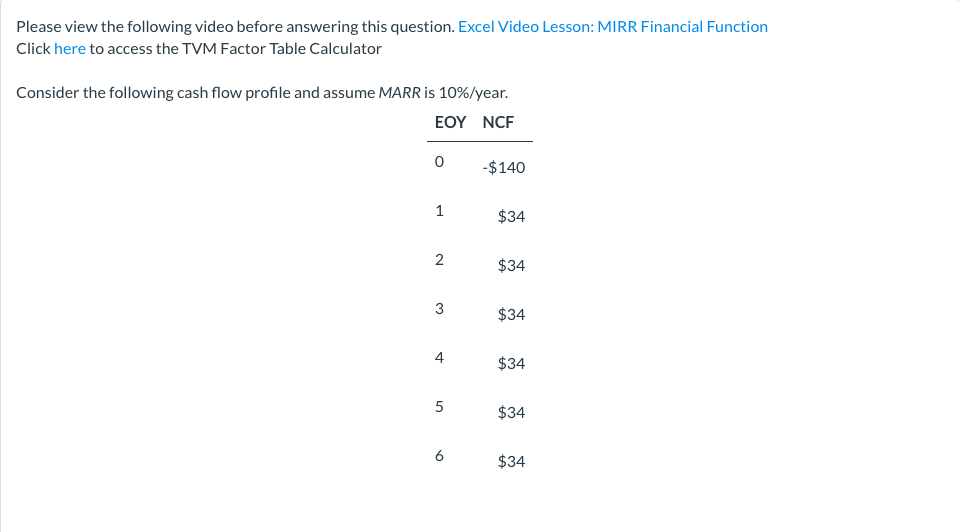  Please view the following video before answering this question. Excel Video