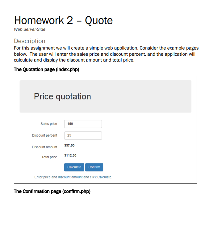  Homework 2 - Quote Web Server-Side Description For this assignment we